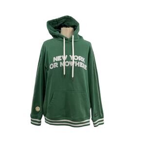 New York or Nowhere Good Sport Hoodie Green Graphic Pullover Size XL